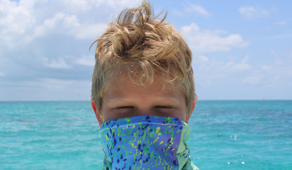 Mahi Print Neck Gaiter/Buff Dolphinfish Pattern
