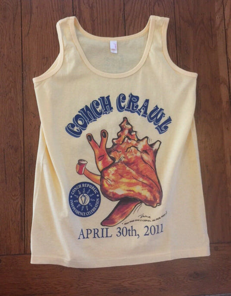 Conch Republic Independence Celebration Crawl Yellow Tank Top Key West 2011