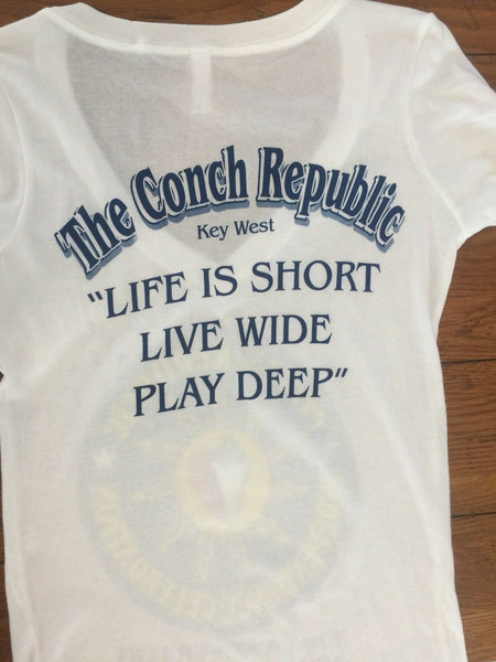 Conch Republic Independence Celebration 2014 V Neck T Shirt Women's Key West FL