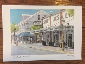 Sloppy Joe's Bar Key West Florida Art Print Robert E Kennedy Studios Signed 6x9"