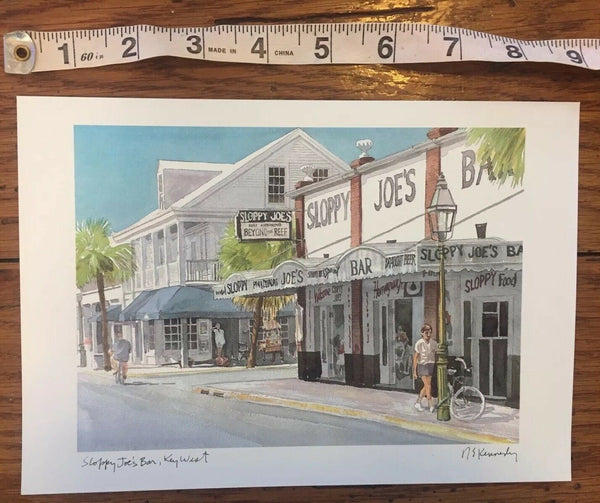 Sloppy Joe's Bar Key West Florida Art Print Robert E Kennedy Studios Signed 6x9"