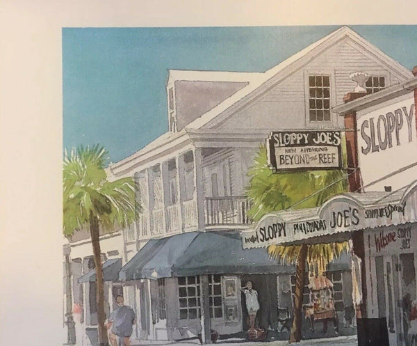 Sloppy Joe's Bar Key West Florida Art Print Robert E Kennedy Studios Signed 6x9"