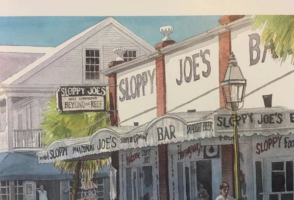 Sloppy Joe's Bar Key West Florida Art Print Robert E Kennedy Studios Signed 6x9"