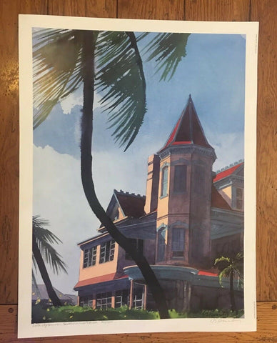 Late Afternoon Southernmost House Key West FL Signed Art Print RE Kennedy 19x25