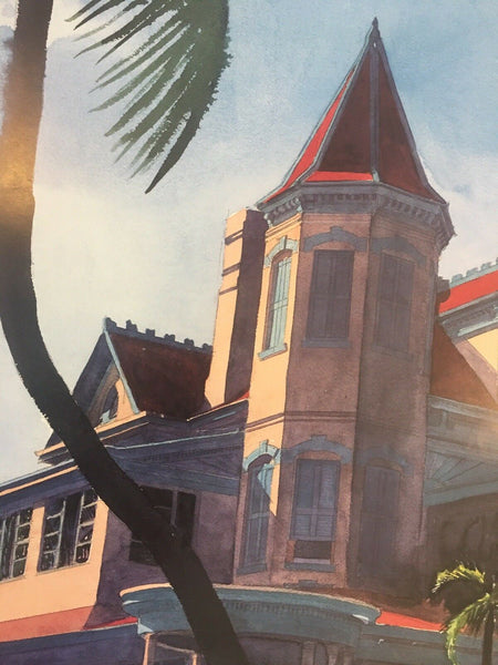 Late Afternoon Southernmost House Key West FL Signed Art Print RE Kennedy 19x25