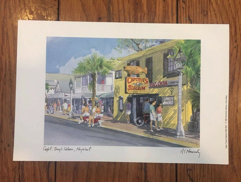 Captain Tony's Saloon Bar Iconic Key West Establishment Vintage Art Print Duval Street Key West Florida 1990s