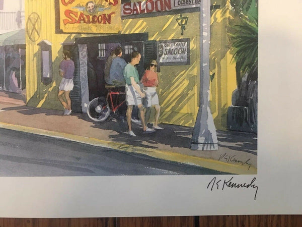 Capt. Tony's Saloon, Key West Florida Art Print R E Kennedy 1992 9.5 x 6.25"