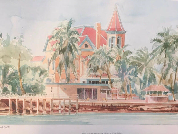 Kennedy Gallery Key West Signed Art Print of The Southernmost House 1994 25.5"