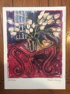 White Tulips Signed Art Print by Michele Kennedy 12.5x9.5" 2000 Kennedy Gallery