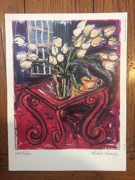 White Tulips Signed Art Print by Michele Kennedy 12.5x9.5" 2000 Kennedy Gallery