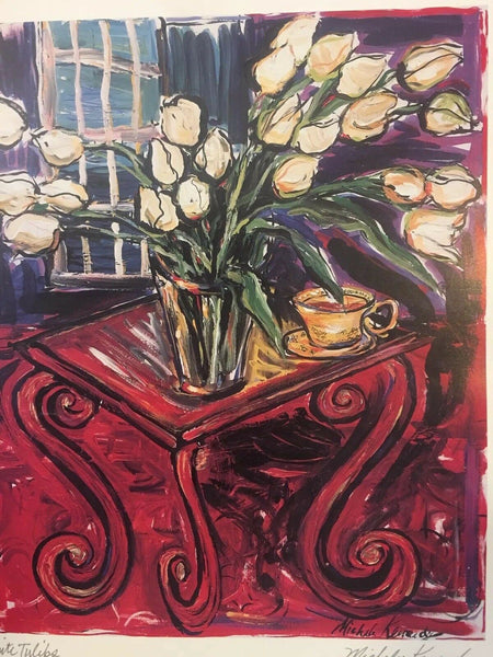 White Tulips Signed Art Print by Michele Kennedy 12.5x9.5" 2000 Kennedy Gallery