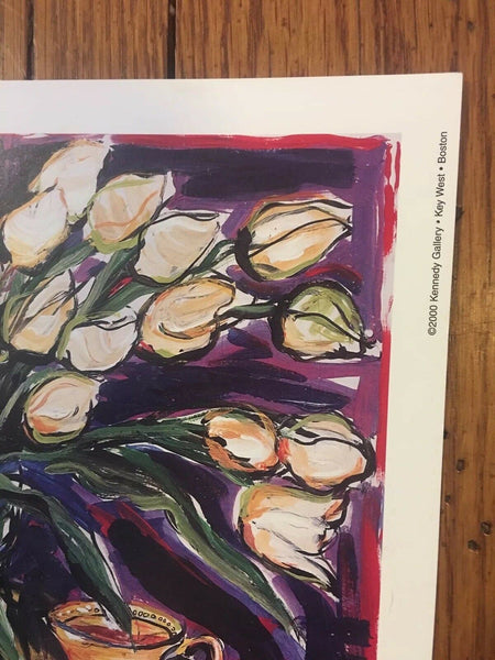 White Tulips Signed Art Print by Michele Kennedy 12.5x9.5" 2000 Kennedy Gallery