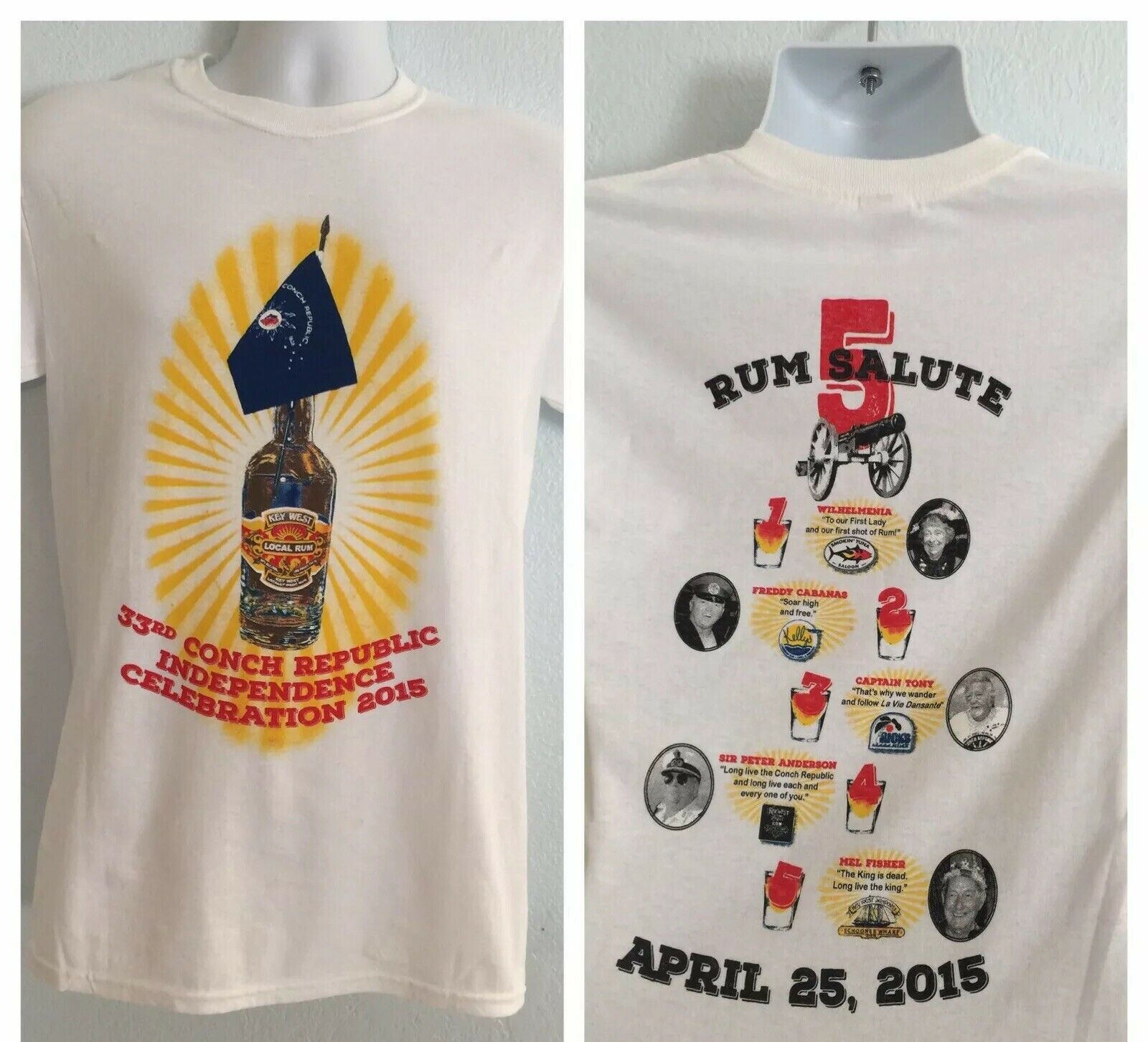 Conch Republic Independence Celebration Key West, FL 2015 Rum T Shirt Small