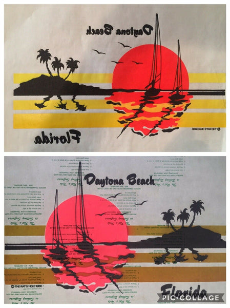 Vintage Rat's Hole Surf Shop Shirt Iron On Transfer Daytona Beach Sunset Sail