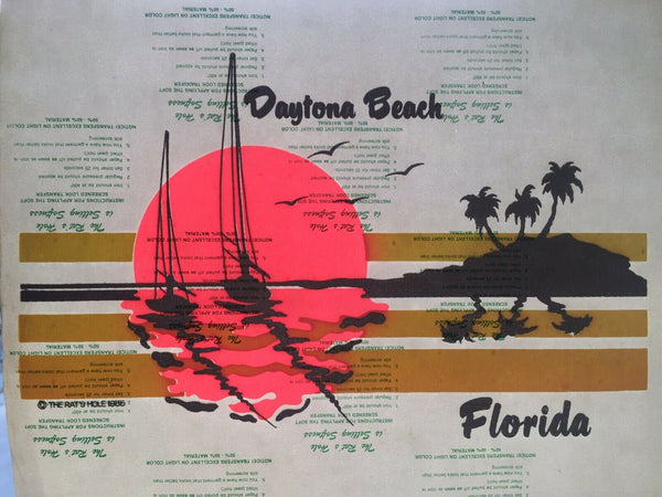 Vintage Rat's Hole Surf Shop Shirt Iron On Transfer Daytona Beach Sunset Sail
