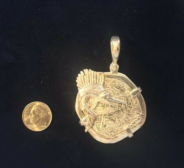 Atocha Silver Coin Pendant Large Men's Treasure Sailfish Marlin Reale Replica KW