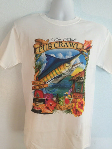 Key West Pub Crawl Size Small T Shirt Florida Duval Street Beer Conch (bin 2)