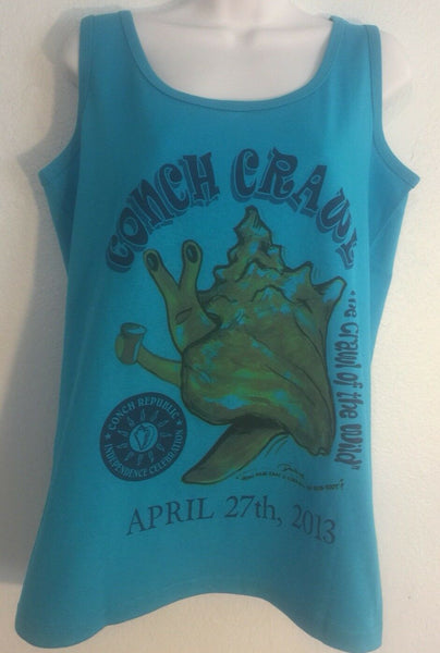 Conch Republic Independence Celebration Crawl Teal Tank Top 2013 Key West FL