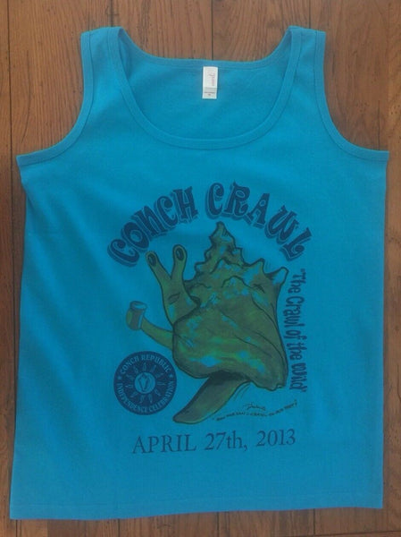 Conch Republic Independence Celebration Crawl Teal Tank Top 2013 Key West FL