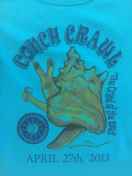 Conch Republic Independence Celebration Crawl Teal Tank Top 2013 Key West FL