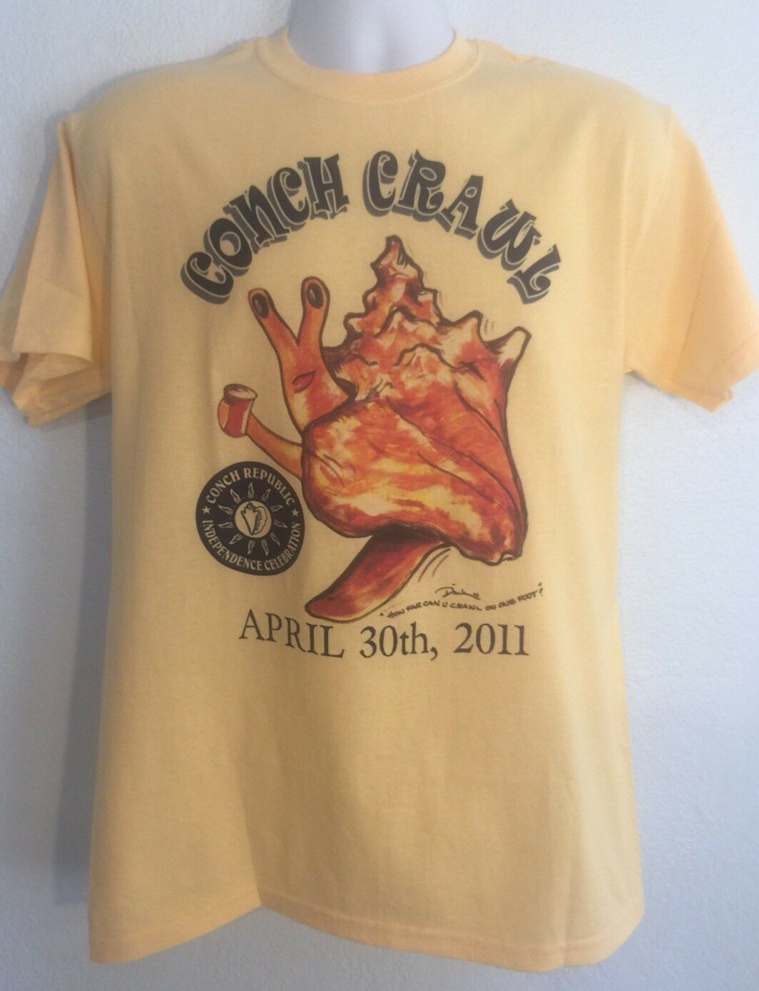 Conch Republic Independence Celebration Crawl Yellow T Shirt Key West 2011