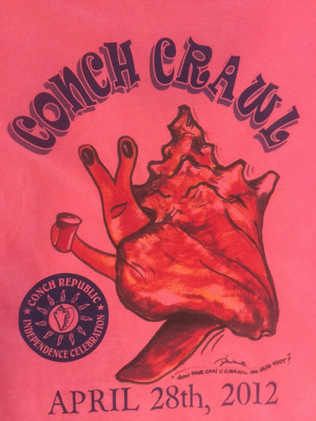 Conch Republic Independence Celebration Crawl Coral Pink T Shirt 2012 Key West