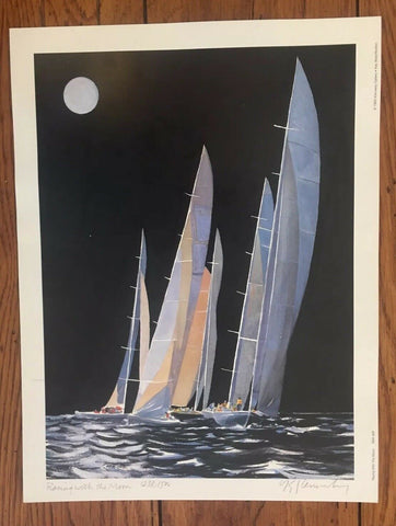 Racing with the Moon Signed Numbered Art Print R E Kennedy 1993 9.5 x 12.5"