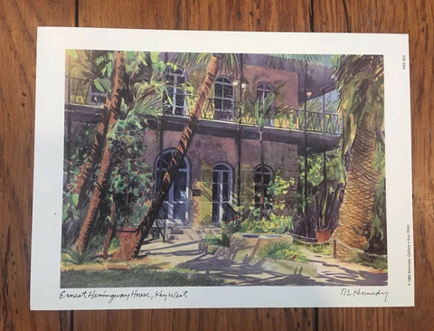 Ernest Hemingway House, Key West RE Kennedy Art Print 1992 Florida NOS 8.5x6"