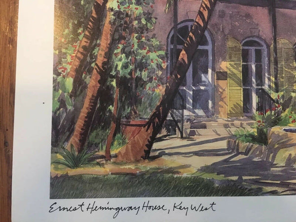 Ernest Hemingway House, Key West RE Kennedy Art Print 1992 Florida NOS 8.5x6"