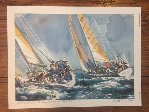 Fort Lauderdale to Key West Race Signed Numbered Robert Kennedy Print 1992 Sail
