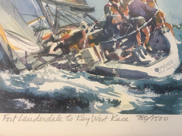 Fort Lauderdale to Key West Race Signed Numbered Robert Kennedy Print 1992 Sail