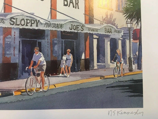 Sloppy Joe's Bar Key West Florida Art Print Signed RE Kennedy 9.5 x 6" Duval St.