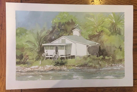 Kennedy Studio Key West Art Print Pigeon Key Guest Cottage Marathon Florida Vtg.