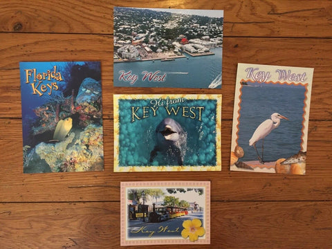 Lot of 5 New Key West Florida Keys Post Cards Conch Train Duval Street Dolphin