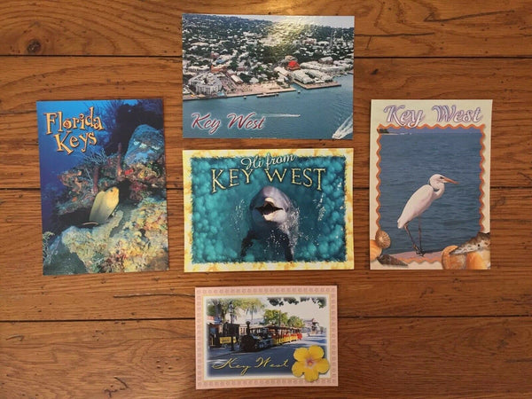 Lot of 5 New Key West Florida Keys Post Cards Conch Train Duval Street Dolphin