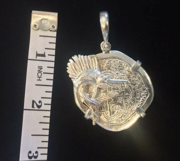 Atocha Silver Coin Pendant Large Men's Treasure Sailfish Marlin Reale Replica KW