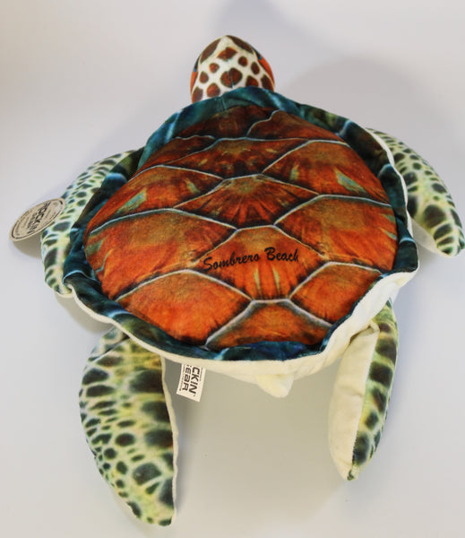 Realistic Sea Turtle Plush Toy Sombrero Beach Marathon Florida Keys 14" Cuddly