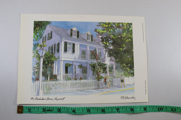 Audubon House Key West Florida Art Print Signed RE Kennedy 9 x 6.5" Vintage 1998