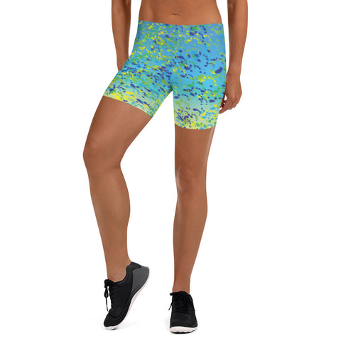 Mahi Print Dolphin Skin Fitness Shorts