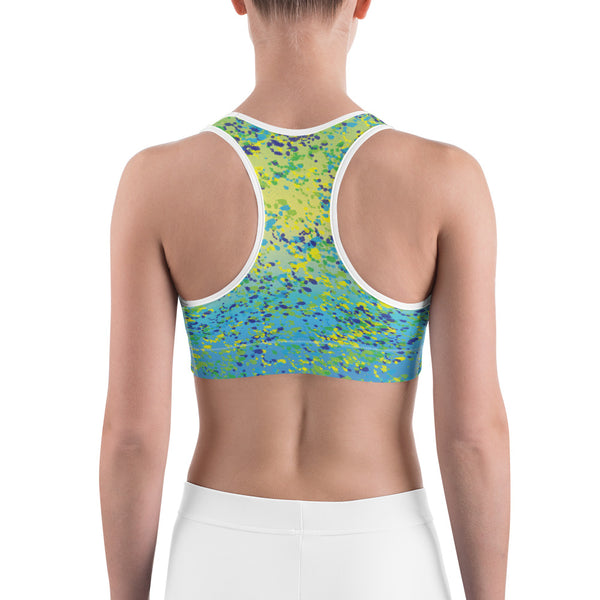 Mahi Print Sports Bra Dolphinfish Pattern