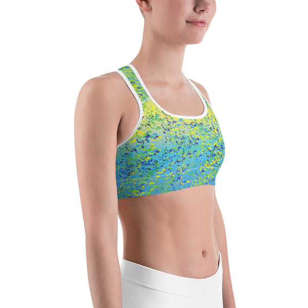 Mahi Print Sports Bra Dolphinfish Pattern