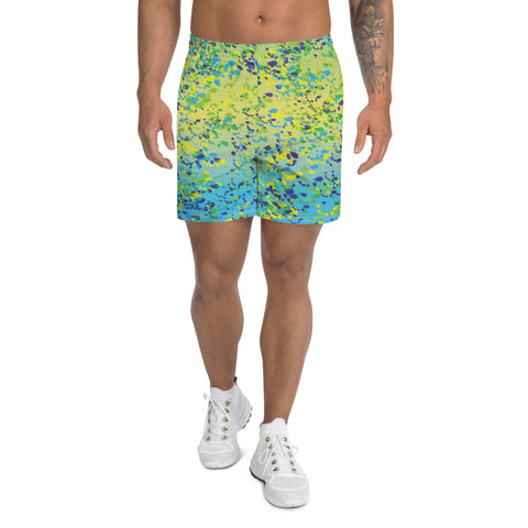 Mahi Print Men's Athletic Long Shorts Dolphinfish Skin Pattern