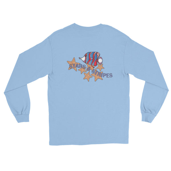 Stars & And Stripes Tropical Fish Ocean Nautical Beach Tee Shirt T-Shirt