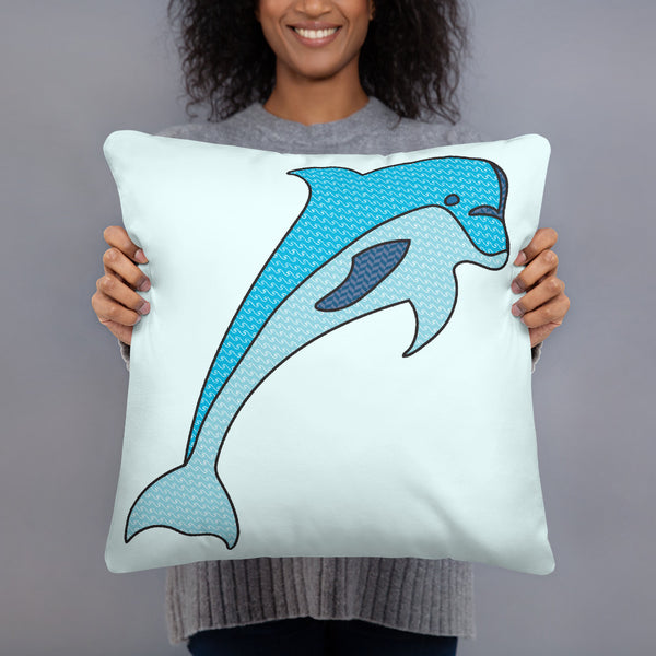 Dolphin Porpoise Throw Pillow Decorative Decor Nautical Beach Ocean