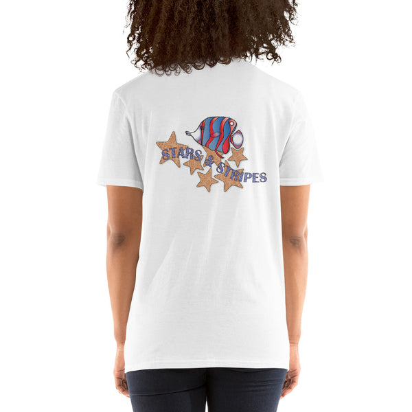 Stars & And Stripes Tropical Fish Ocean Nautical Beach Tee Shirt T-Shirt