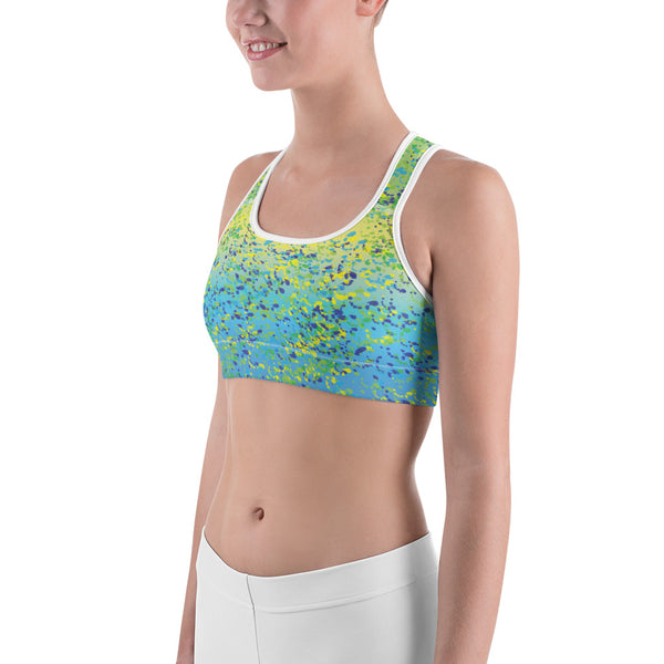 Mahi Print Sports Bra Dolphinfish Pattern